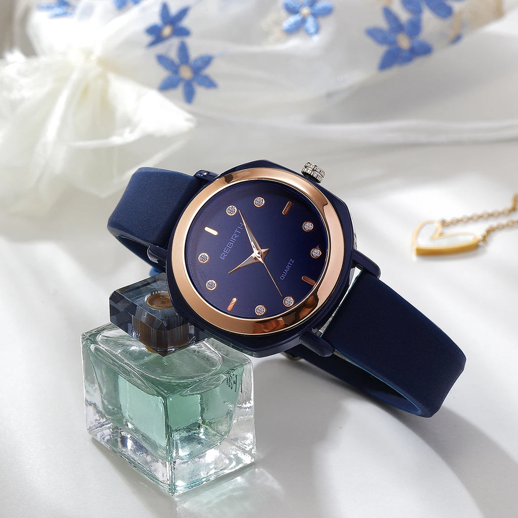 REBIRTH Women's Casual Quartz Watch – Silicone Strap, Minimalist Women's Quartz Watch Nixie