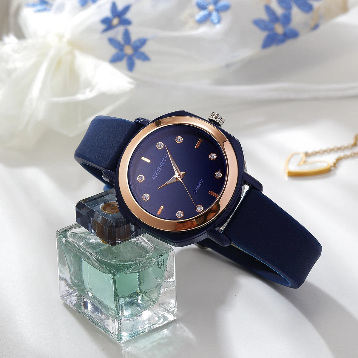 REBIRTH Women's Casual Quartz Watch – Silicone Strap, Minimalist Women's Quartz Watch Nixie