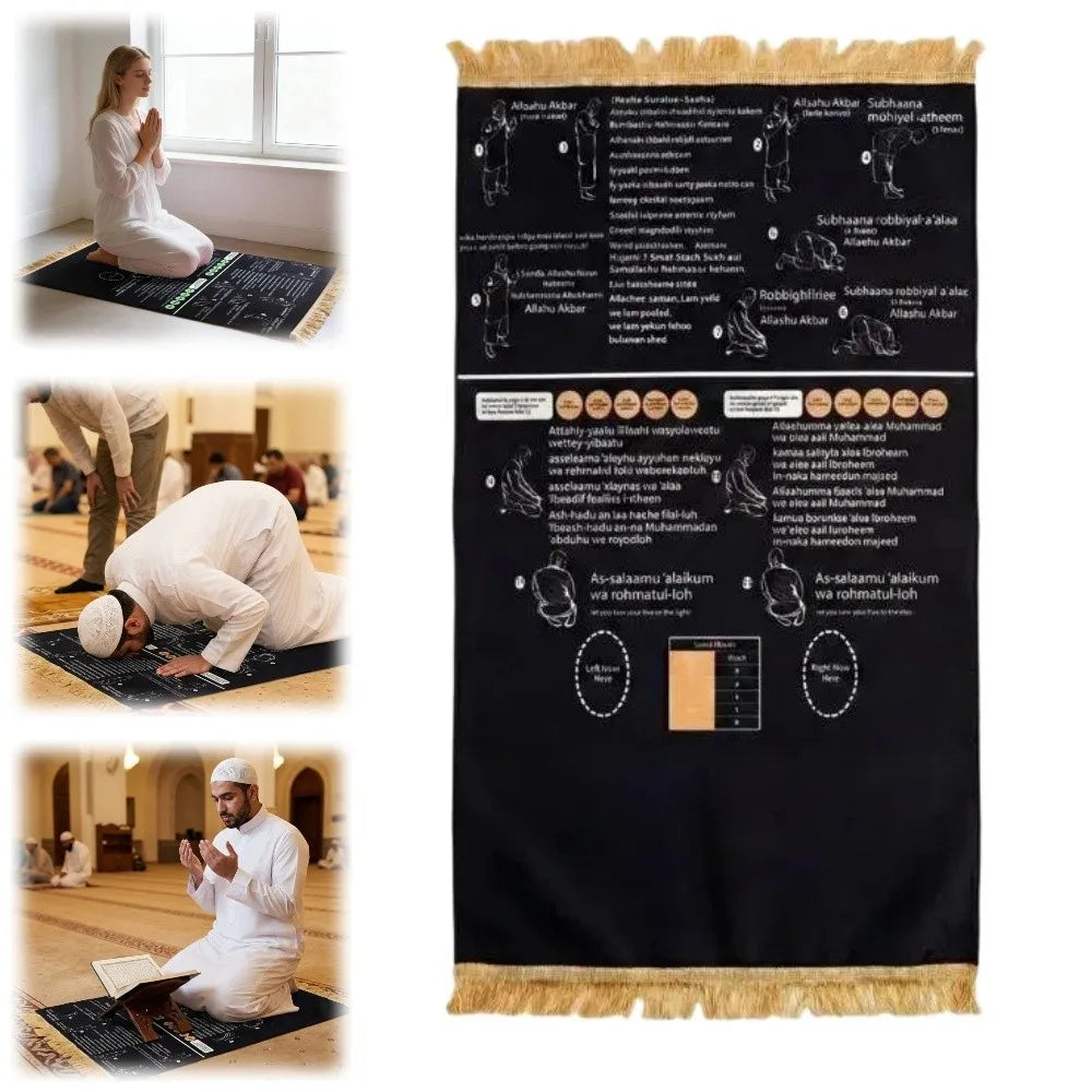 Foldable Educational Prayer Mat – Bilingual Visual Guide, Non-Slip Educational Prayer Mat Nixie