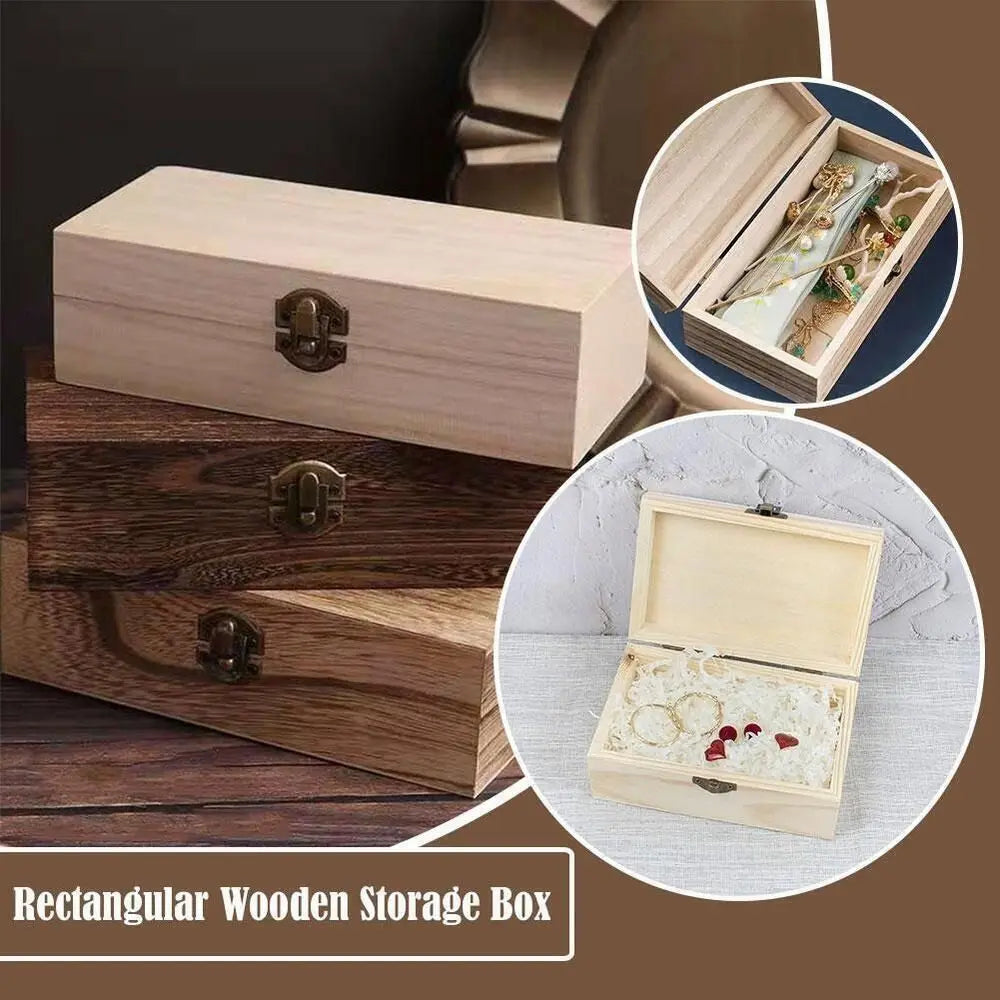 Vintage Wooden Flip Lid Storage Box – Jewelry & Gift Organizer Wooden Storage Box Nixie