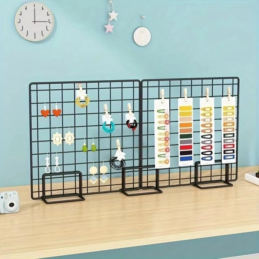 Modern Metal Grid Display Rack with Desktop Stand Base Grid Display Stand Nixie