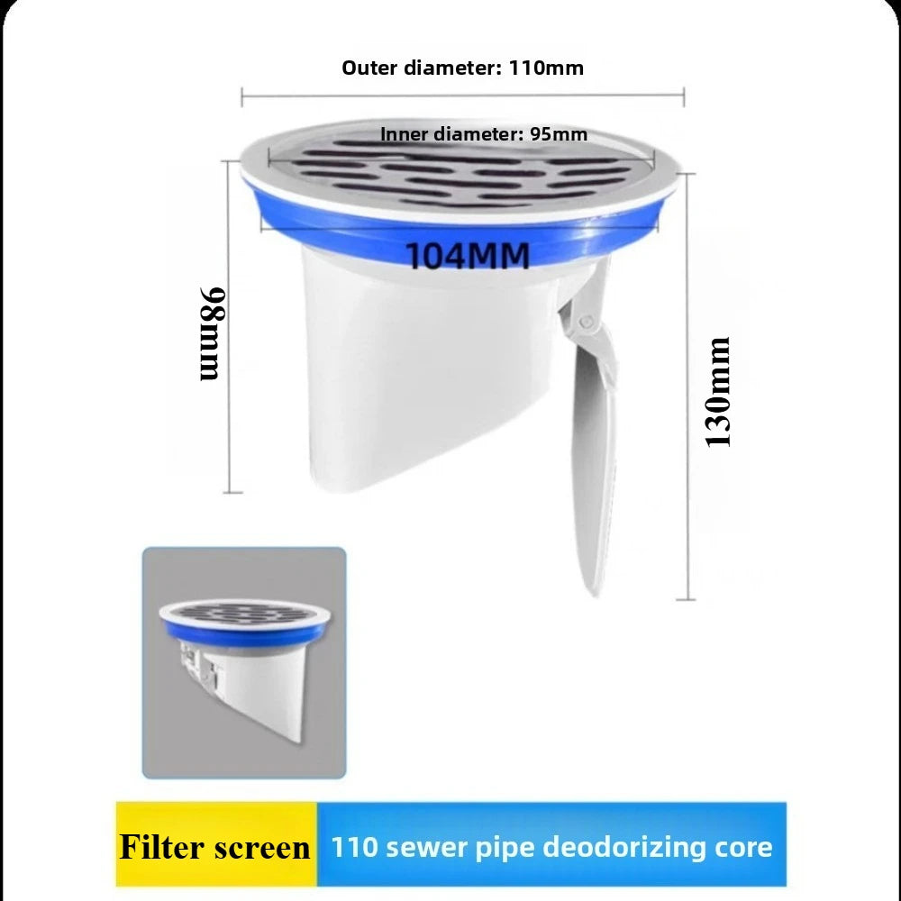 Auto-Closing Toilet Flange Seal Ring – Anti-Leak Drain Cover Floor Drain Seal Nixie 1PC 110mm