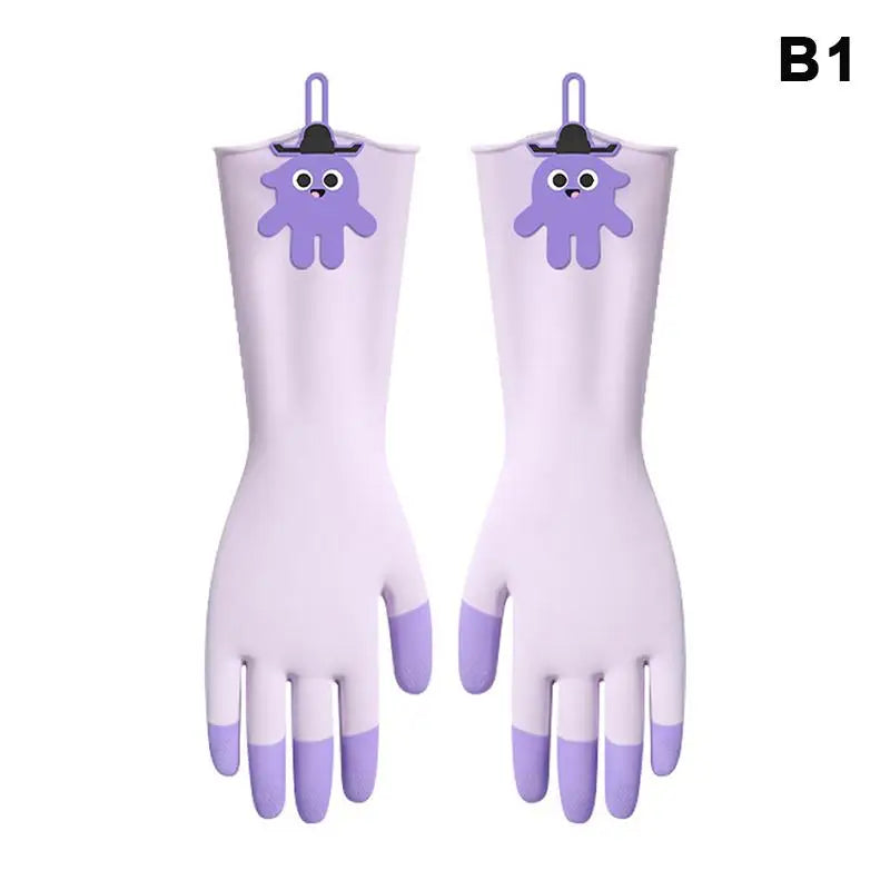 Cute Bear Waterproof PVC Kitchen Gloves – Non-Slip Cleaning Household Cleaning Gloves Nixie B1