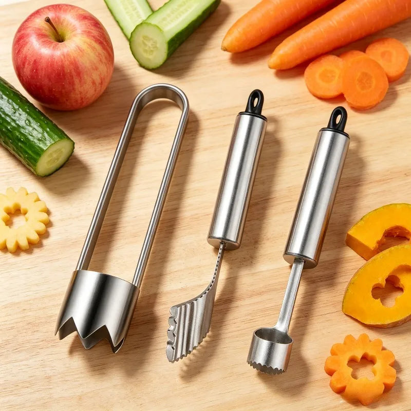3-Piece Stainless Steel Jalapeño Pepper & Fruit Corer Set