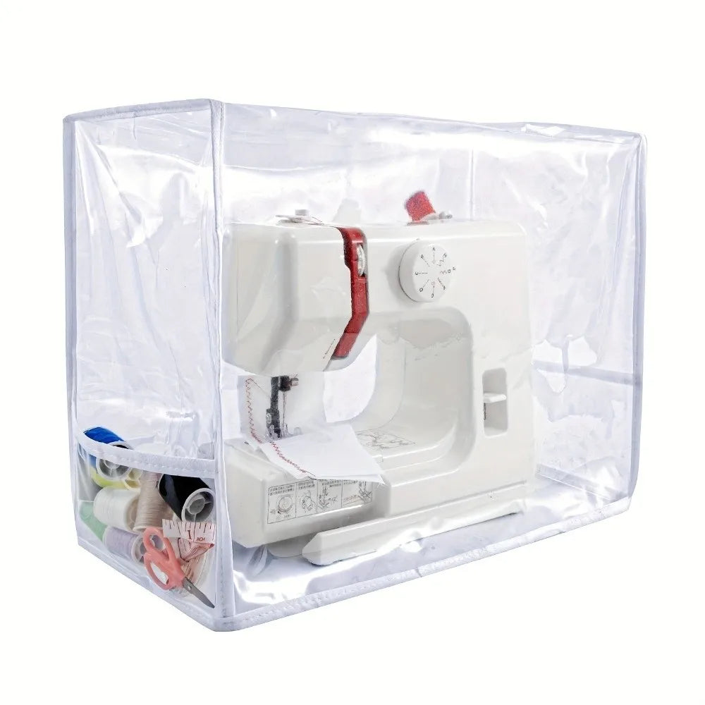 Sewing Machine Dust Cover PVC Waterproof with Storage Pockets