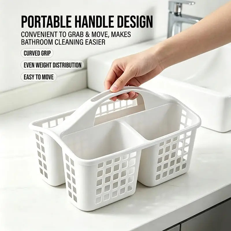 Portable 3-Compartment Plastic Storage Basket for Bathroom Storage Basket Organizer Nixie