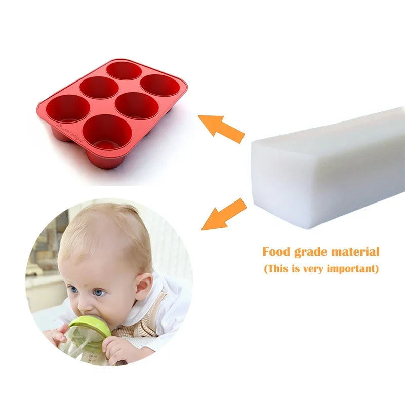 6-Cup Jumbo Silicone Muffin Pan – Giant Cupcake Baking Mold Silicone Baking Pan Nixie