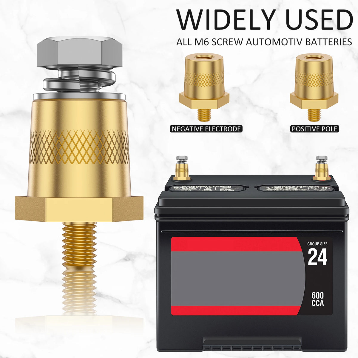 Brass Battery Terminal Adapter M6/M8 Thread Connector Pair Battery Terminal Adapter Nixie
