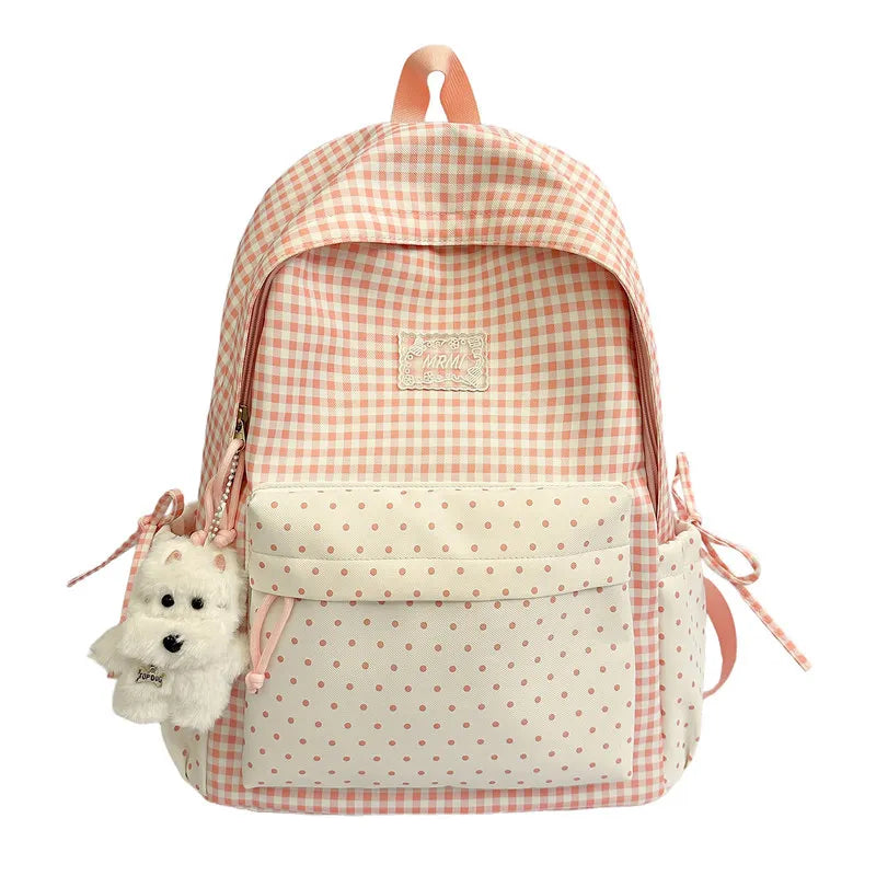 Korean Style Retro Plaid Girls School Backpack – Lightweight School Backpack Nixie