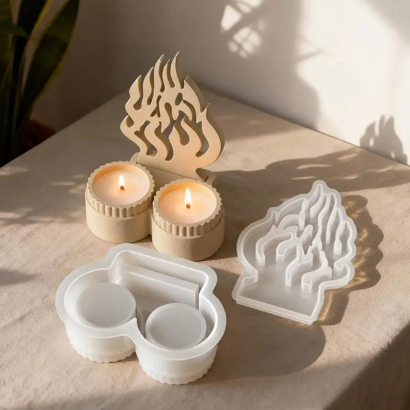 Silicone Candle Holder Mold Set – Tealight & Fire Shape DIY Mould Silicone Casting Mold Nixie