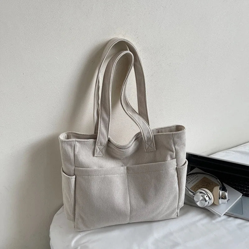 Women's Corduroy Shoulder Bag – Casual Versatile Handbag