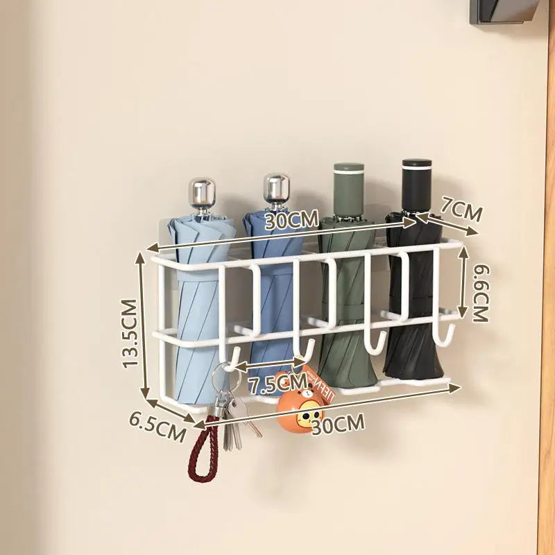 Wall-Mounted Umbrella Holder Rack – Indoor Storage Hooks