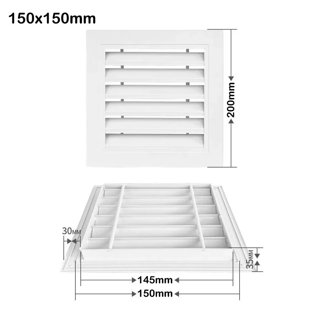 Aluminum Alloy Square Air Vent Grille White Return Vent Cover Air Vent Grille Nixie 150x150mm