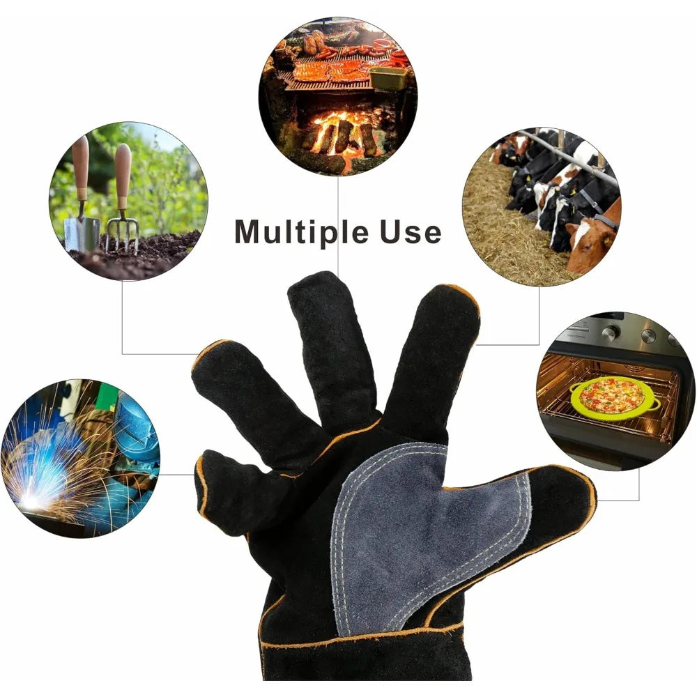 Cowhide Leather Heat-Resistant Gloves with Kevlar Stitching Heat Resistant Gloves Nixie