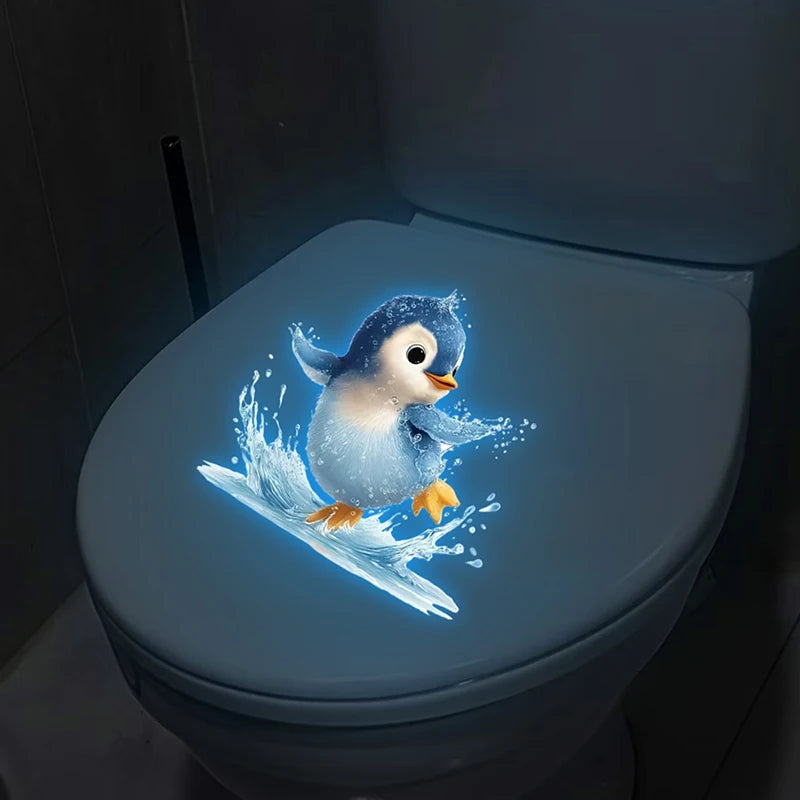 Glow-in-the-Dark Penguin Bathroom Sticker – Removable Decal Bathroom Wall Sticker Nixie