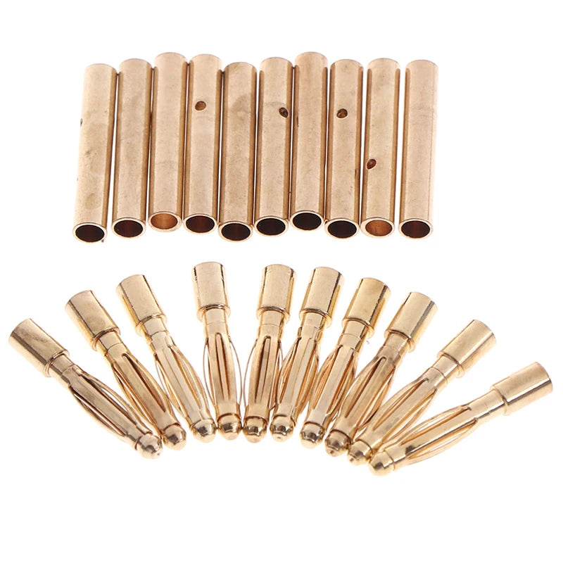 20pcs 2mm Gold Bullet Connectors Banana Plugs RC Car Battery RC Bullet Connectors Nixie