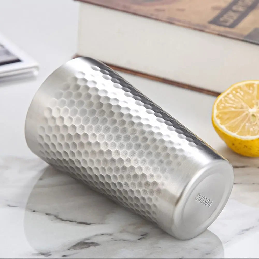 Double-Wall Stainless Steel Beer Cups – Hammered Texture Mugs Insulated Beer Mug Nixie