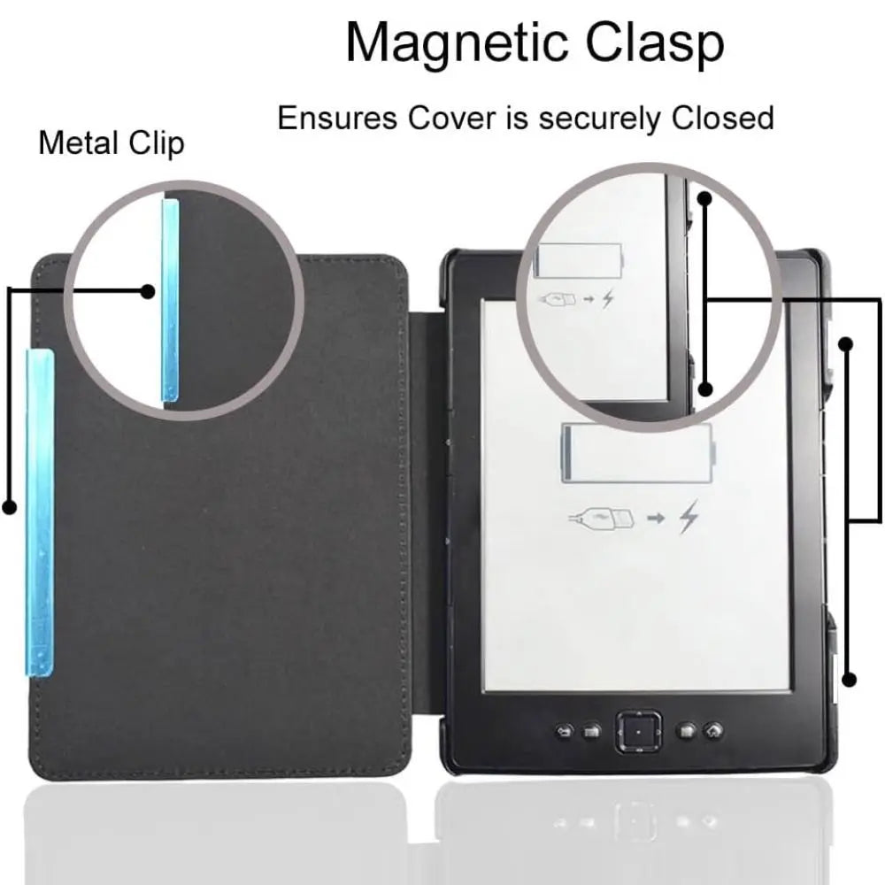 PU Leather Magnetic Folio Case for Kindle 4th/5th Gen D01100 E-Reader Folio Case Nixie