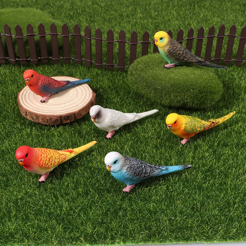Simulation Parrot Figurine Miniature Ornament & Photography Prop Miniature Bird Figurine Nixie