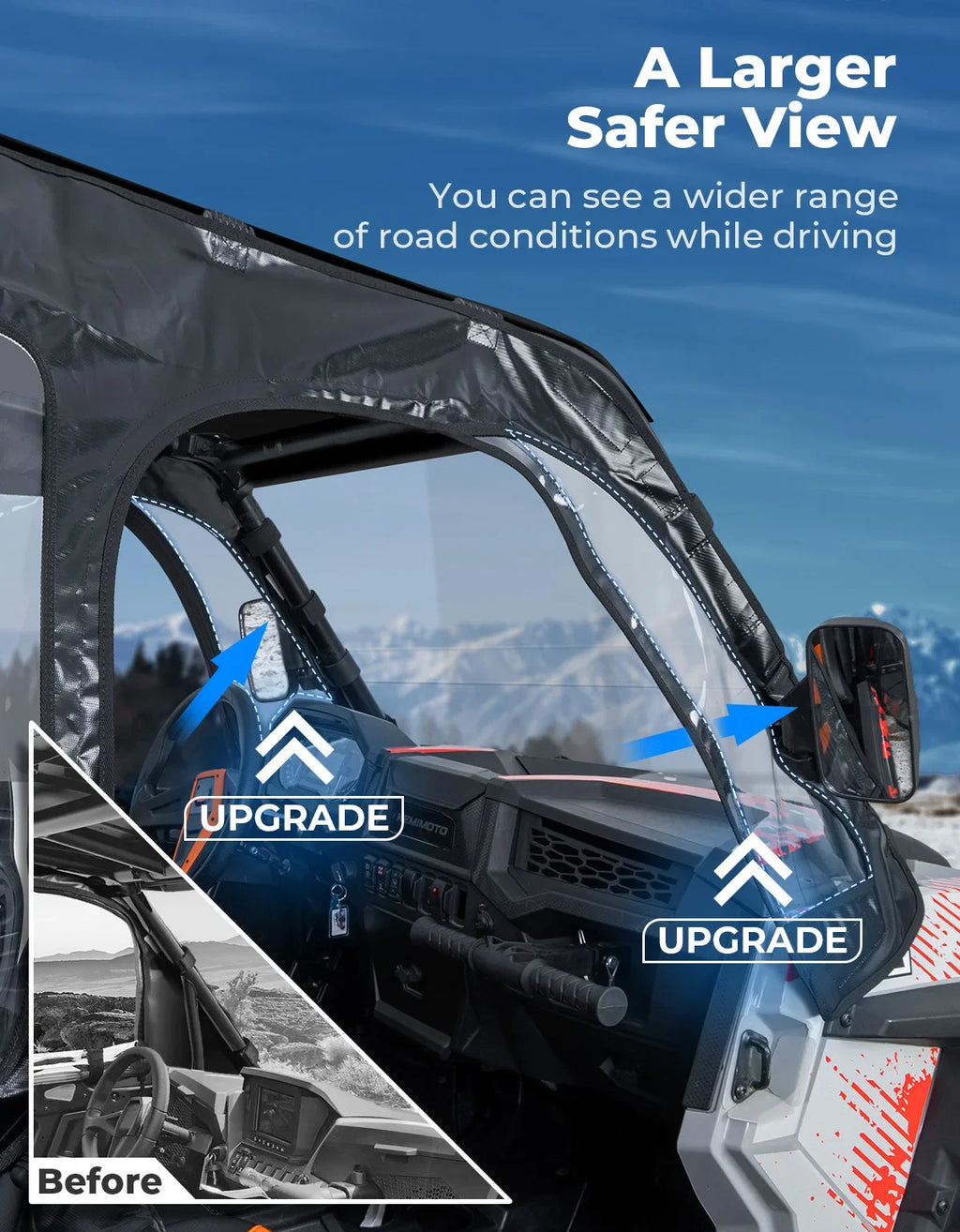 KEMIMOTO Soft Upper Doors for Polaris RZR XP 1000 & RZR 900 UTV Cab Enclosure Nixie