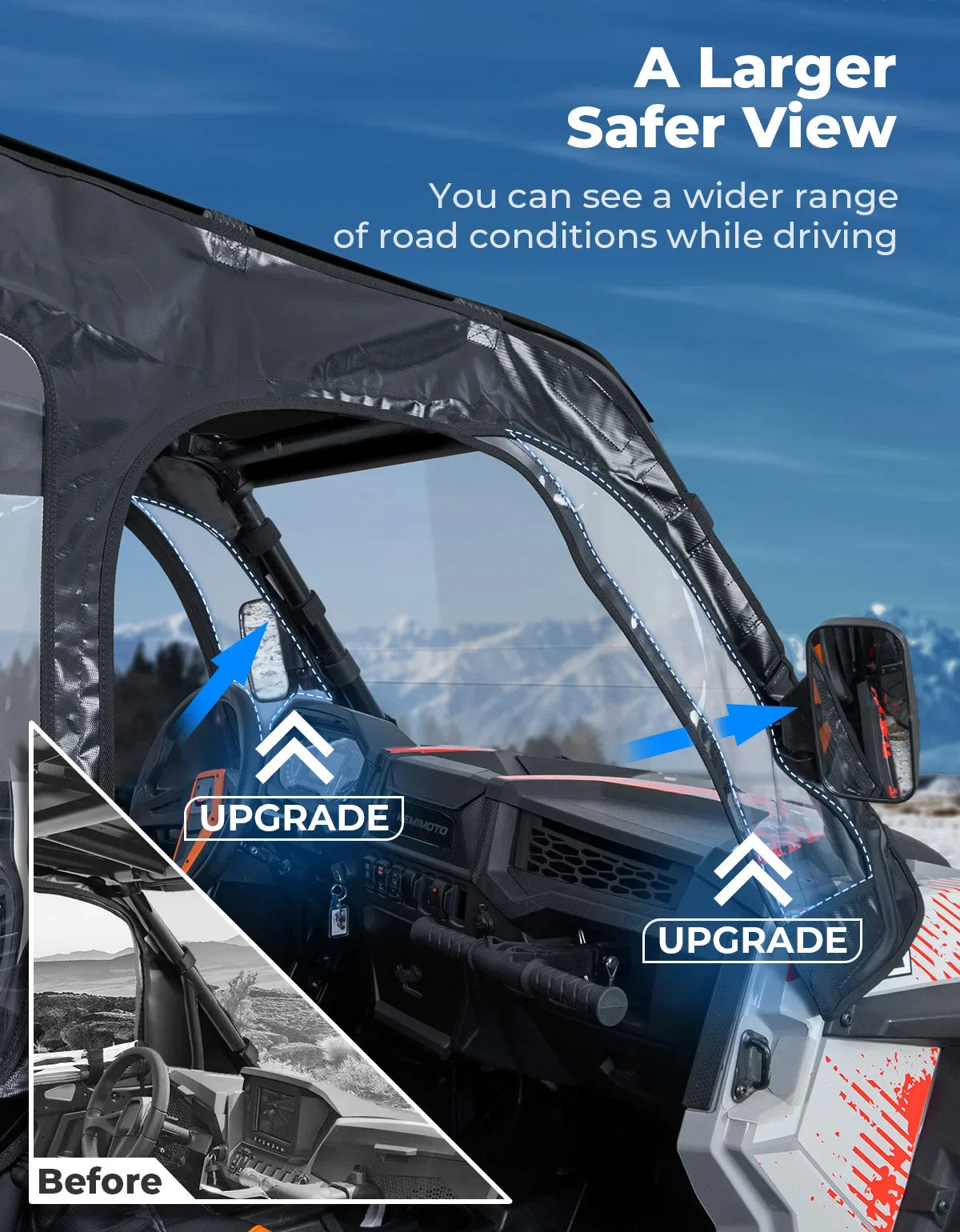 KEMIMOTO Soft Upper Doors for Polaris RZR XP 1000 & RZR 900 UTV Cab Enclosure Nixie