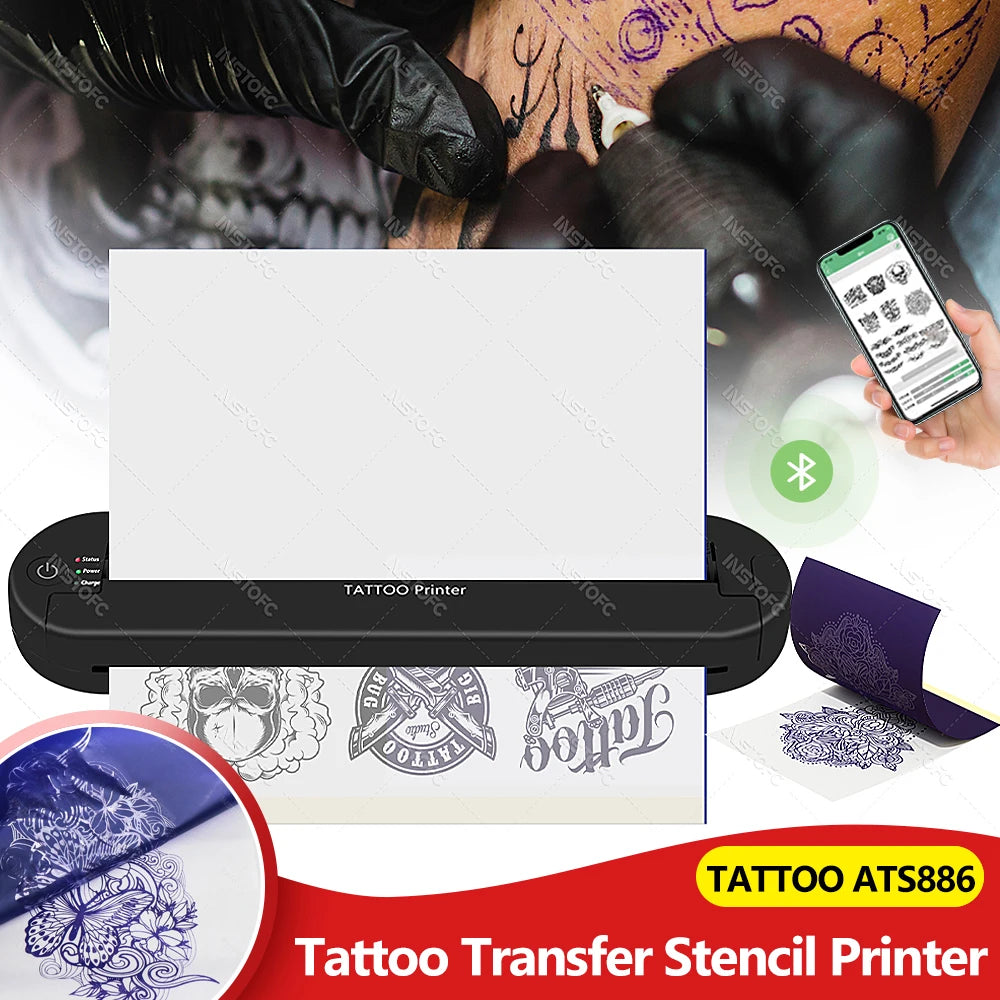 INSTOFC ATS886 A4 Wireless Tattoo Stencil Thermal Printer