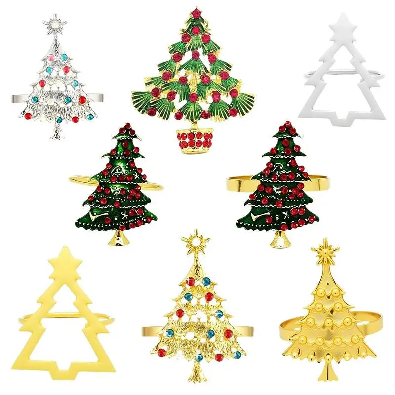 Christmas Berry Wreath Napkin Rings – Green Holiday Set of 6 Holiday Napkin Rings Nixie