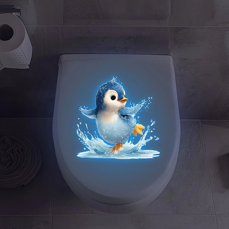 Glow-in-the-Dark Penguin Bathroom Sticker – Removable Decal Bathroom Wall Sticker Nixie