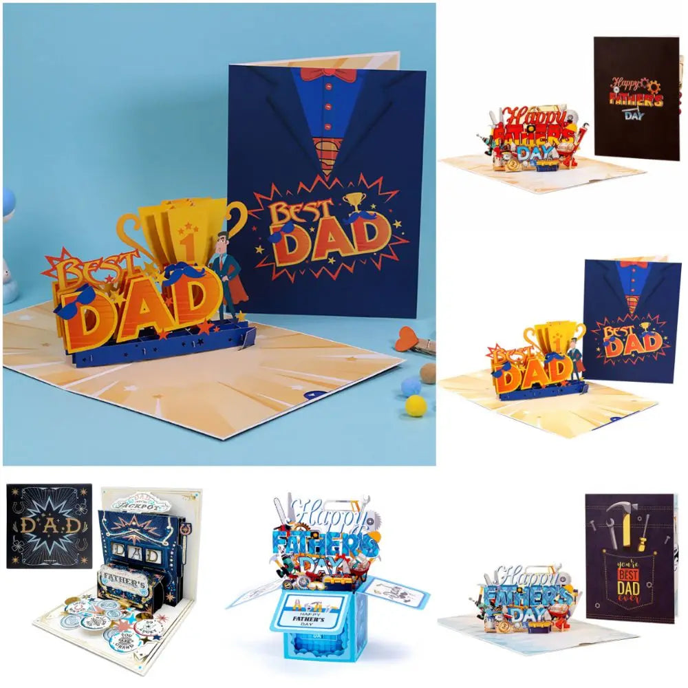 3D Pop-Up Father's Day Card with Envelope – Multicolor Cartoon Pop-Up Greeting Card Nixie