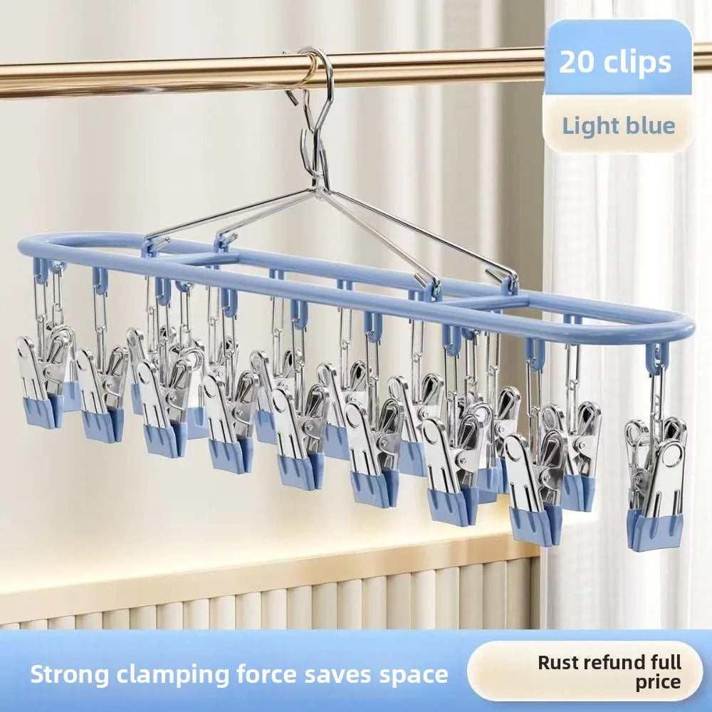 20-Clip Stainless Steel Clothes Drying Rack – Windproof