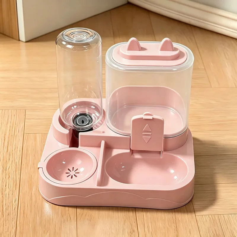2-in-1 Large Pet Feeder & Water Dispenser for Cats & Dogs Pet Feeder Dispenser Nixie Pink