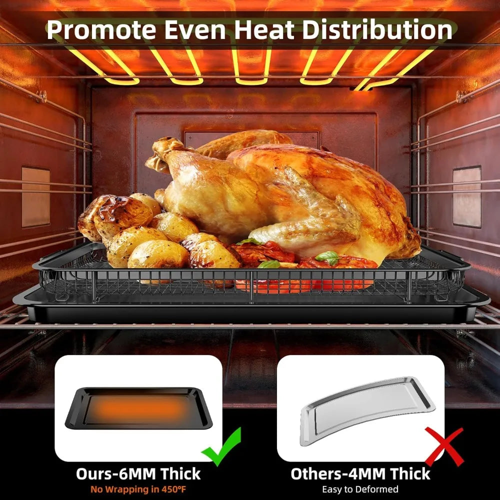 FEB.WIND Non-Stick Stainless Steel Baking Pan & Fry Basket Set Baking Pan Set Nixie