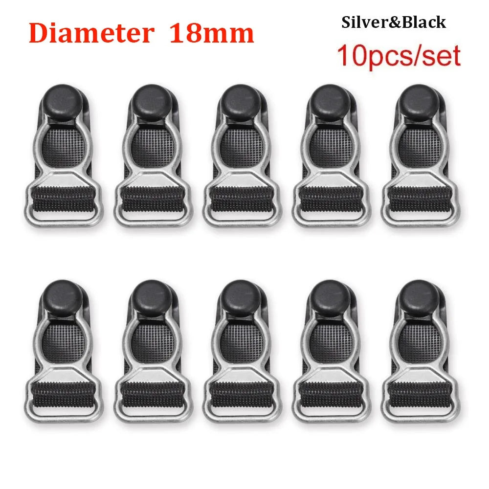 10pcs Garter Belt Clips Suspender Hooks 10/12/18mm – 3 Colors Garter Belt Clips Nixie Silver-Black 18mm
