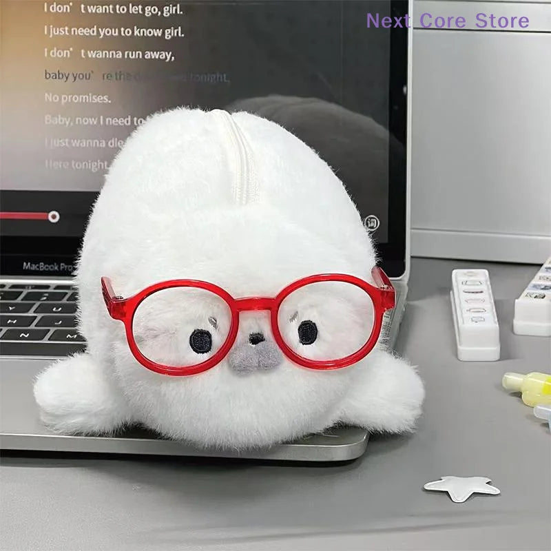 Cute Plush Seal Pencil Case – Large Capacity Stationery Bag Plush Pencil Case Nixie