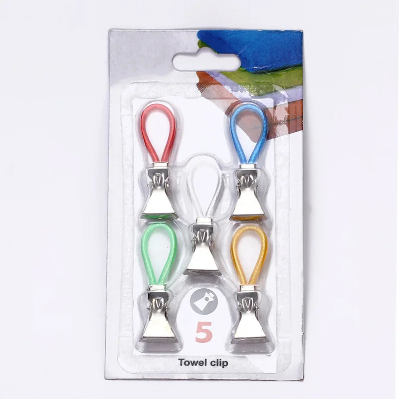 5-Pack Colorful Metal Towel Hanging Clips & Hook Loops Towel Hanging Clips Nixie 5PCS