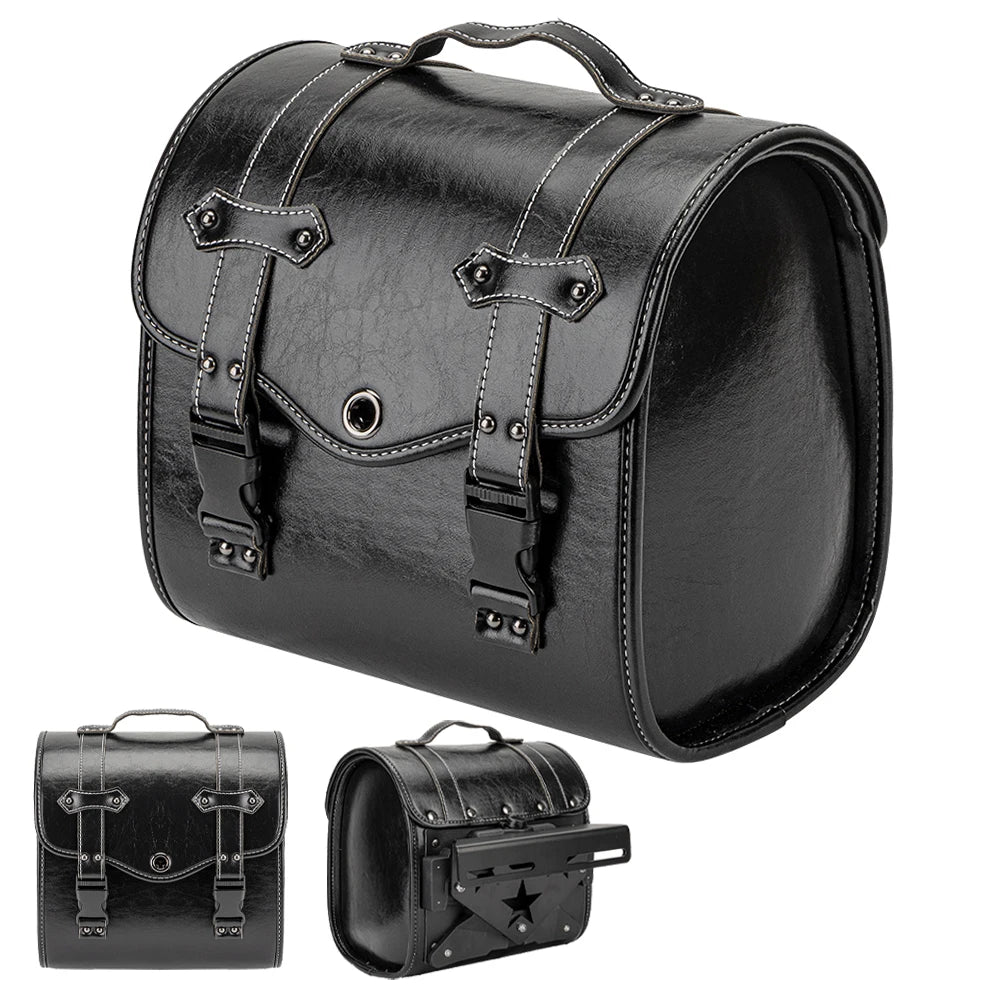 Retro Motorcycle Saddlebags PU Leather Waterproof Universal Fit Motorcycle Saddlebag Nixie
