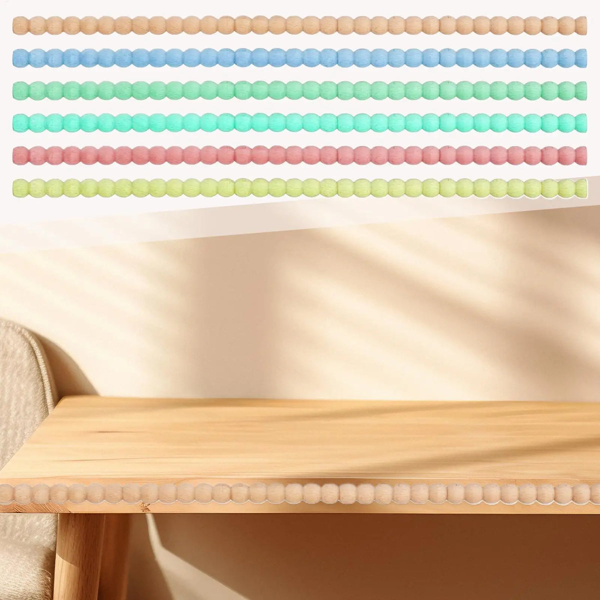 15.75" Decorative Wood Bobbin Trim 10PCS Beaded Moulding Wall Decor