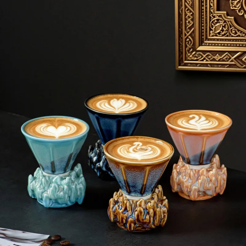 Kiln-Glazed Ceramic Espresso Cup & Saucer | 110ml Italian Style Ceramic Espresso Cup Nixie