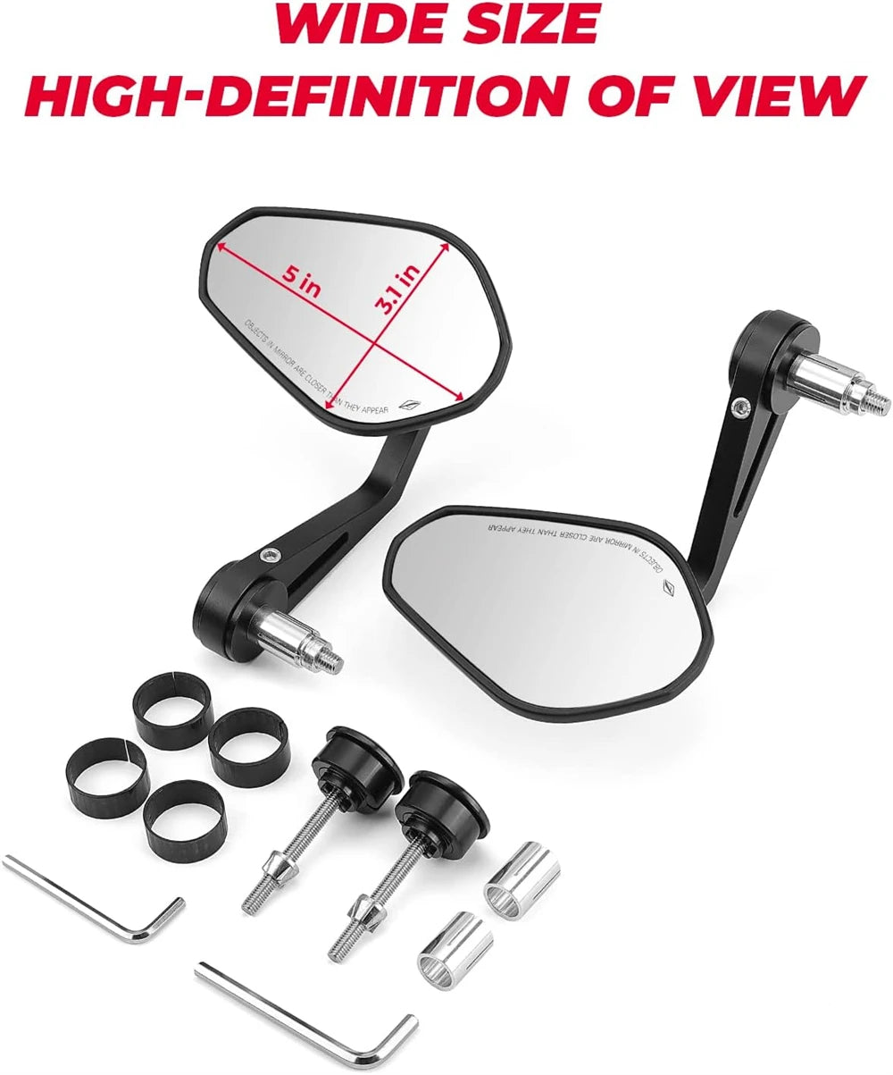 KEMITOUR Bar End Mirrors Universal 7/8" Motorcycle Handlebars Motorcycle Bar End Mirrors Nixie