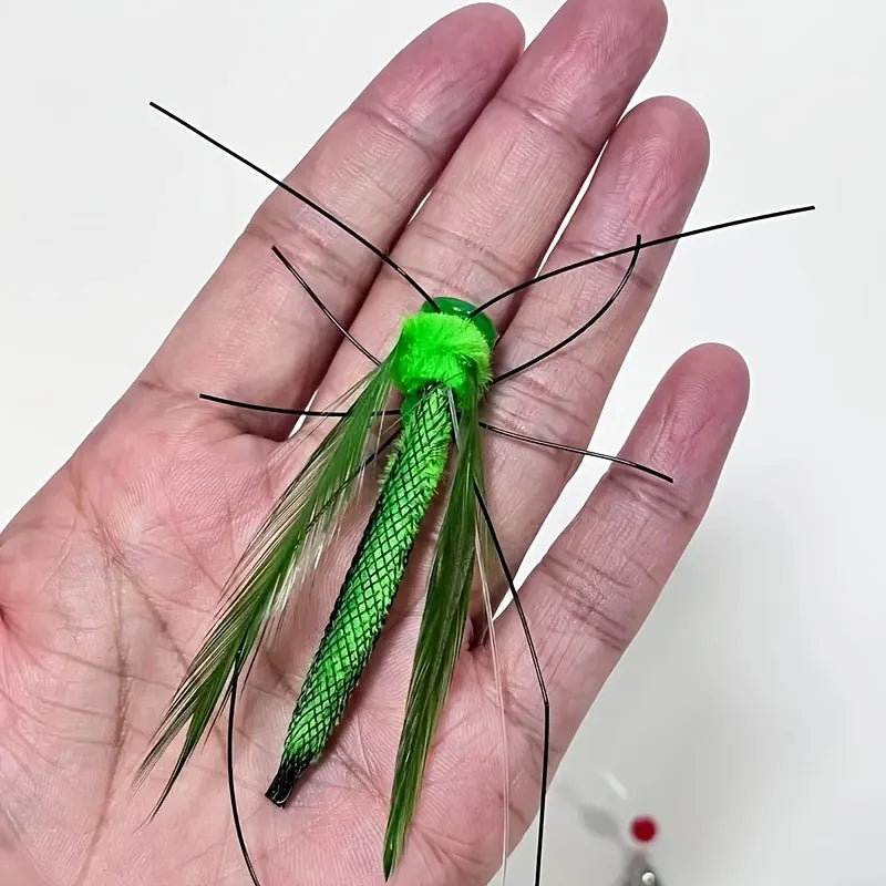Green Grasshopper Cat Teaser Wand Replacement Head Toy Cat Teaser Toy Nixie