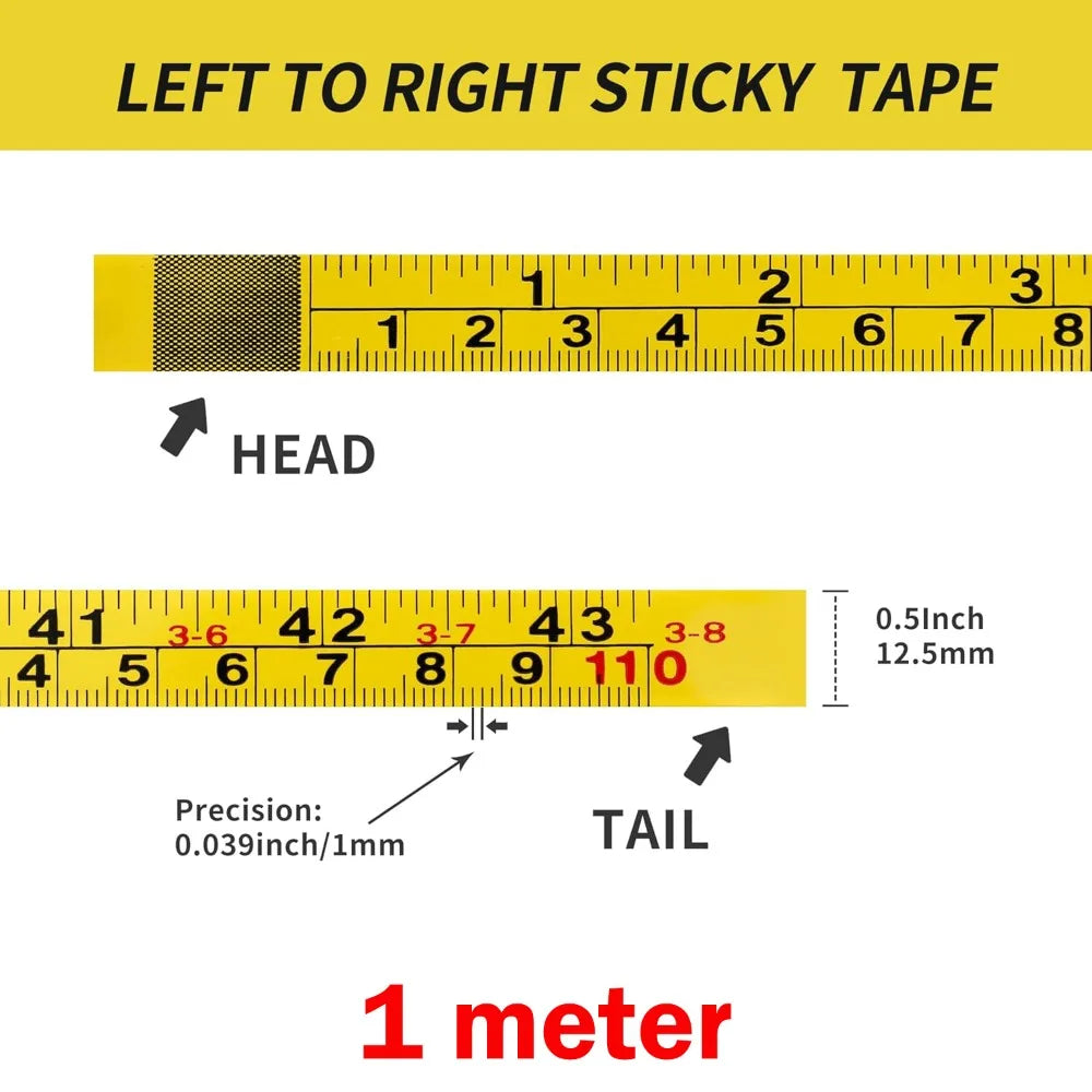 Self-Adhesive Steel Measuring Tape – Imperial & Metric, 1–5M