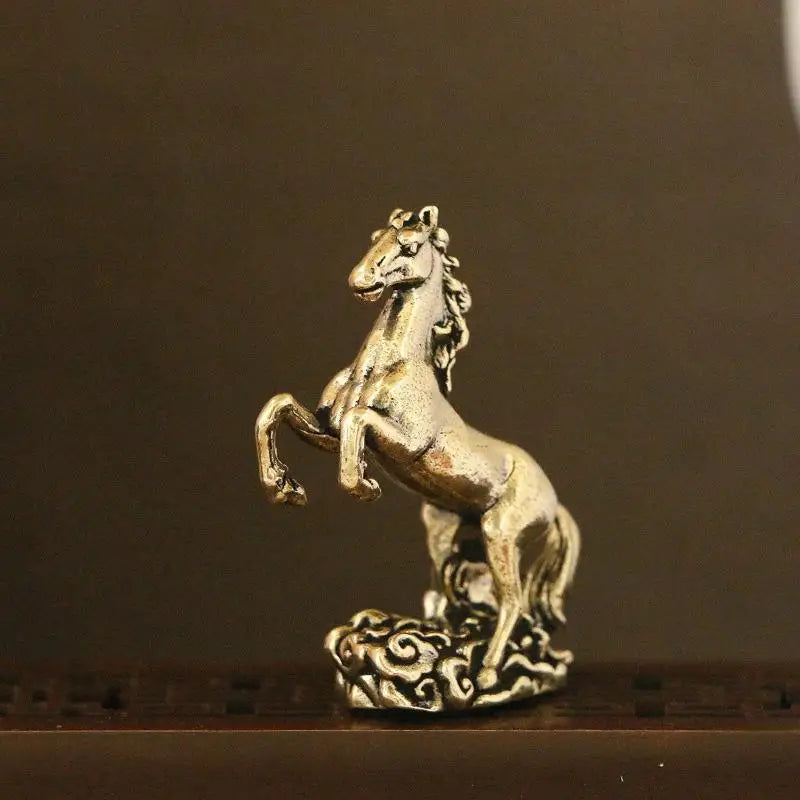 Brass Horse Figurine Chinese Zodiac Desktop Sculpture Decor Desktop Figurine Sculpture Nixie