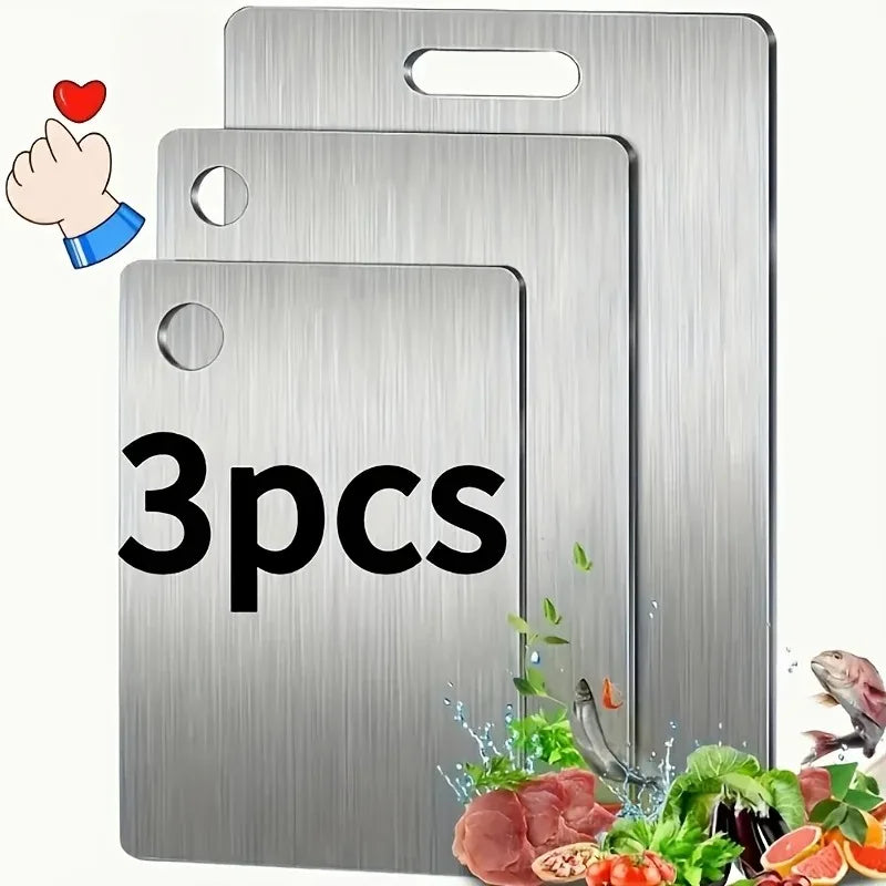 3-Piece Stainless Steel Cutting Board Set with Juice Groove Cutting Board Set Nixie