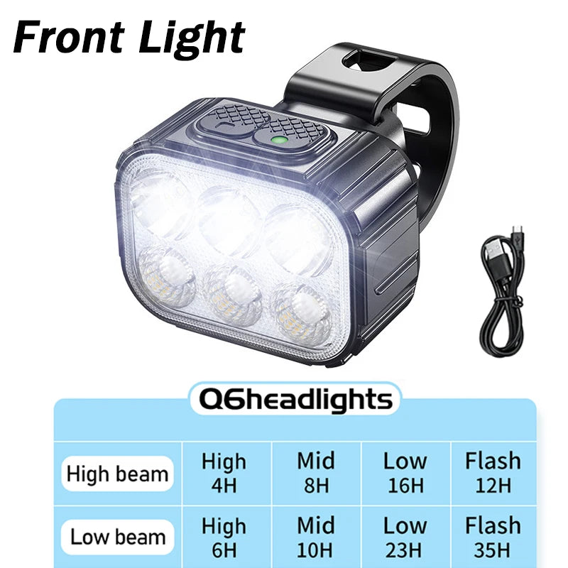 LED Bike Light Set | Type-C Rechargeable Front & Rear Lights