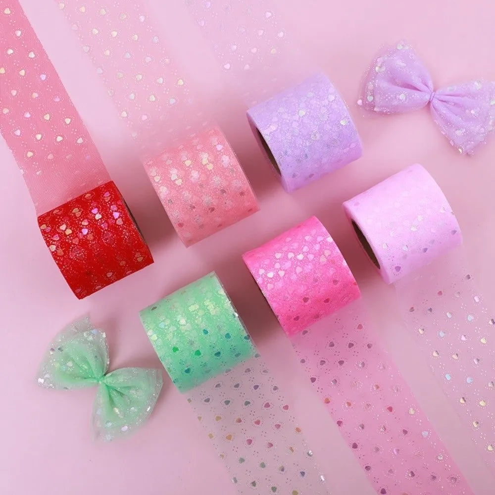25 Yards Heart-Shaped Tulle Organza Ribbon 6CM for DIY Crafts Craft Ribbon Roll Nixie