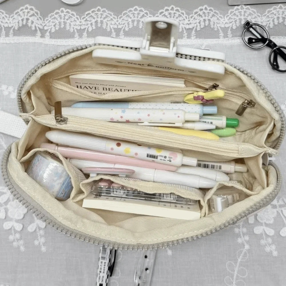 Polka Dot Shell Pencil Case Large Capacity Multi-Layer Pen Bag Pencil Case Nixie