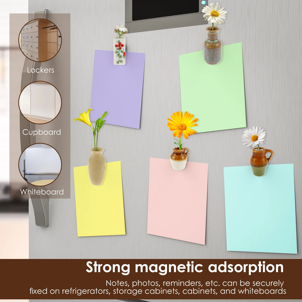 Ceramic Mini Vase Fridge Magnets Set – Plant Décor 3 or 5 Pcs Decorative Fridge Magnets Nixie