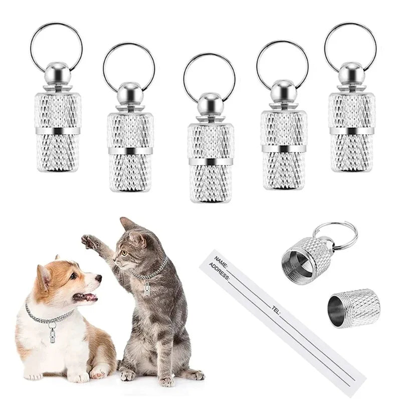 Pet ID Tag Mini Metal Collar Storage Tube – Anti-Loss Tag