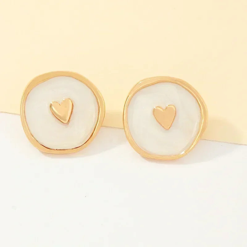Beige Heart Drop Earrings – Zinc Alloy Crystal Fashion Jewelry Drop Earrings Nixie