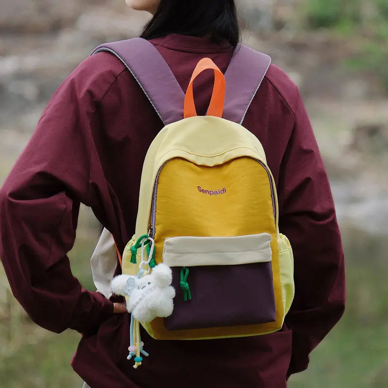 Color-Block Unisex Backpack | Travel & Student Daypack Casual Backpack Nixie